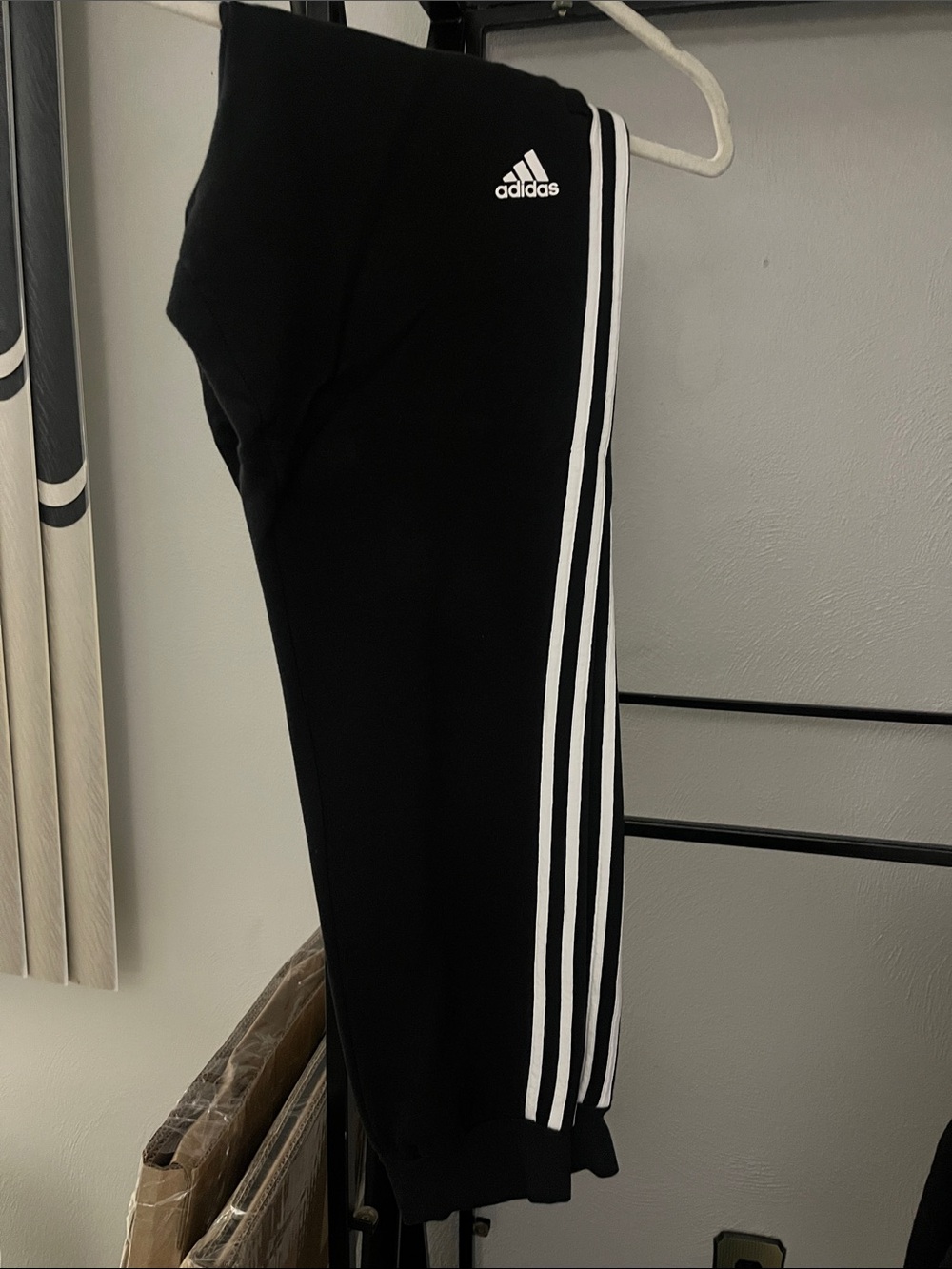 adidas Black Joggers with White Three Stripes
